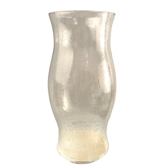 Clear Crackle Glass Hurricane Candle Light Display Home Holiday Event Decor - Picture 1 of 8